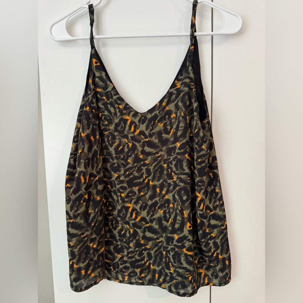 Cotton On Olive & Black Leopard Print top with Orange Accents - Picture 5 of 5